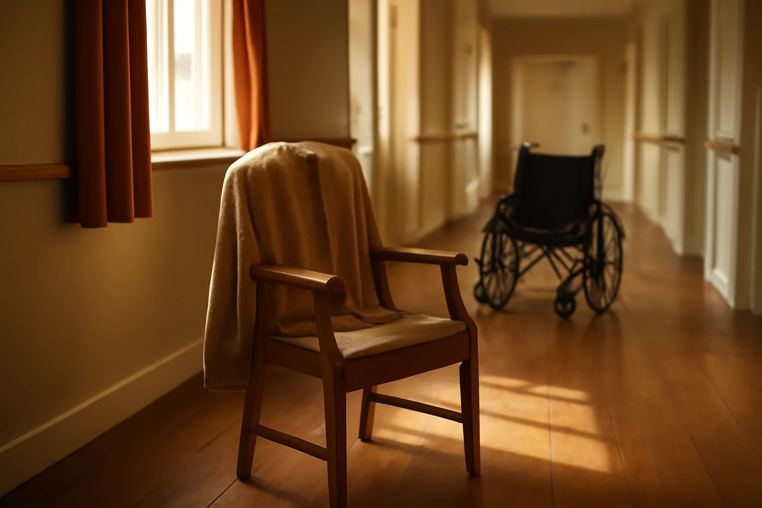 Sunlit hallway and living room inside a small residential assisted living home