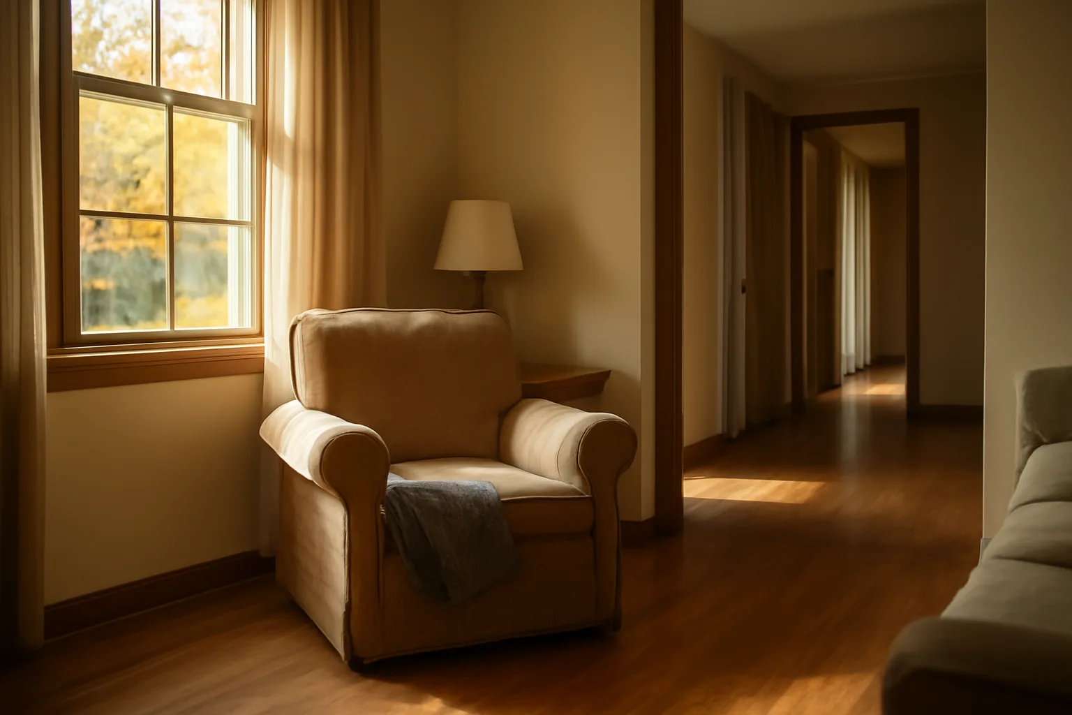 Quiet living room inside a licensed Michigan assisted living group home