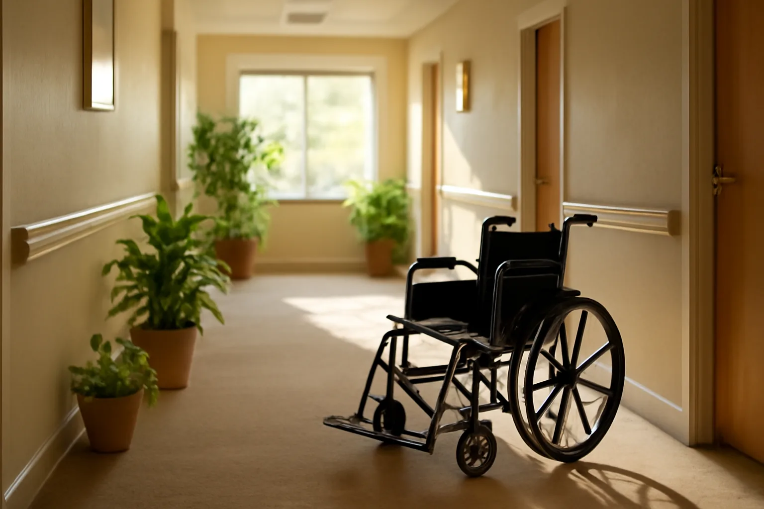 Bright hallway in a Washington assisted living facility with natural morning light