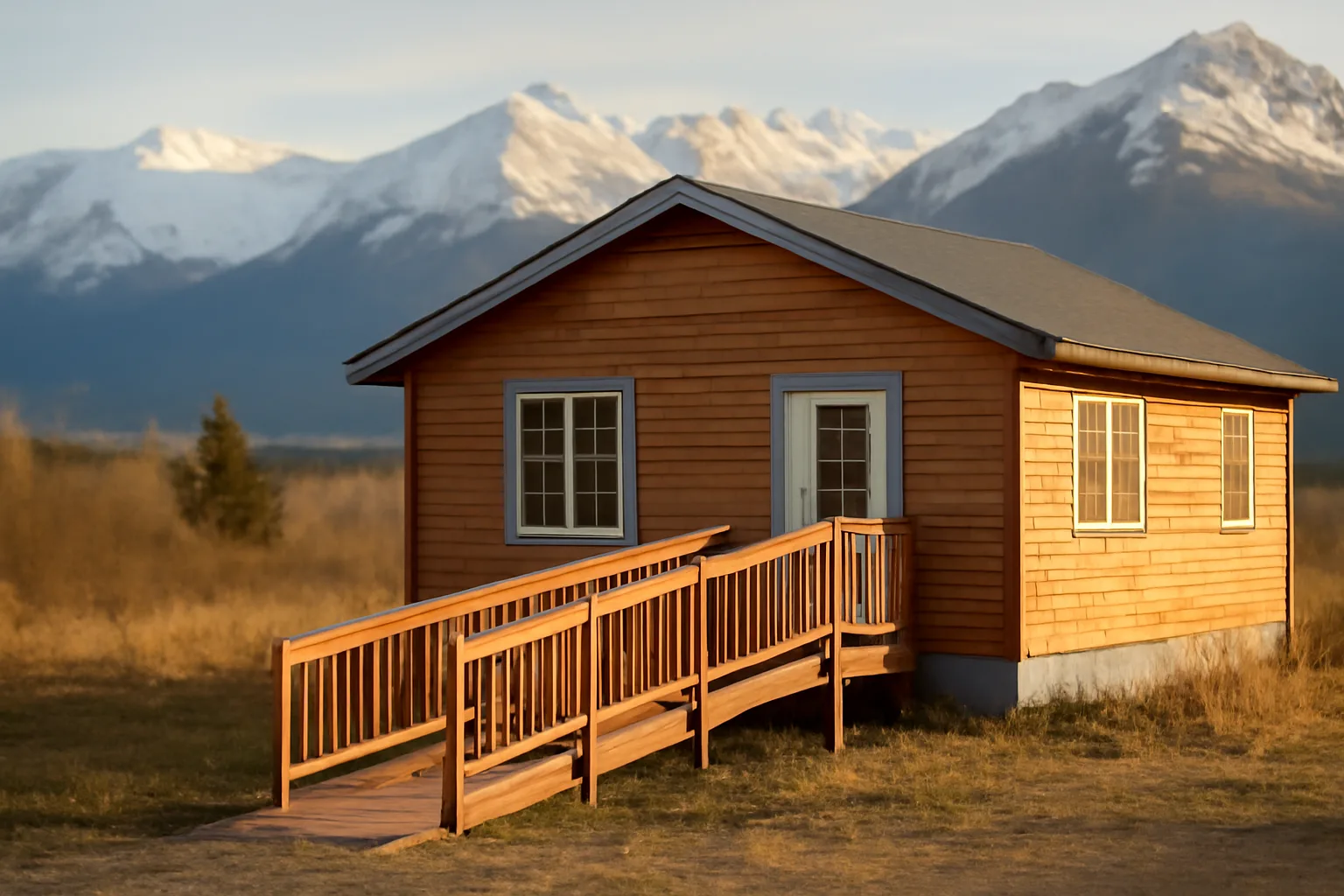 Alaska residential home with wheelchair ramp used for licensed assisted living care