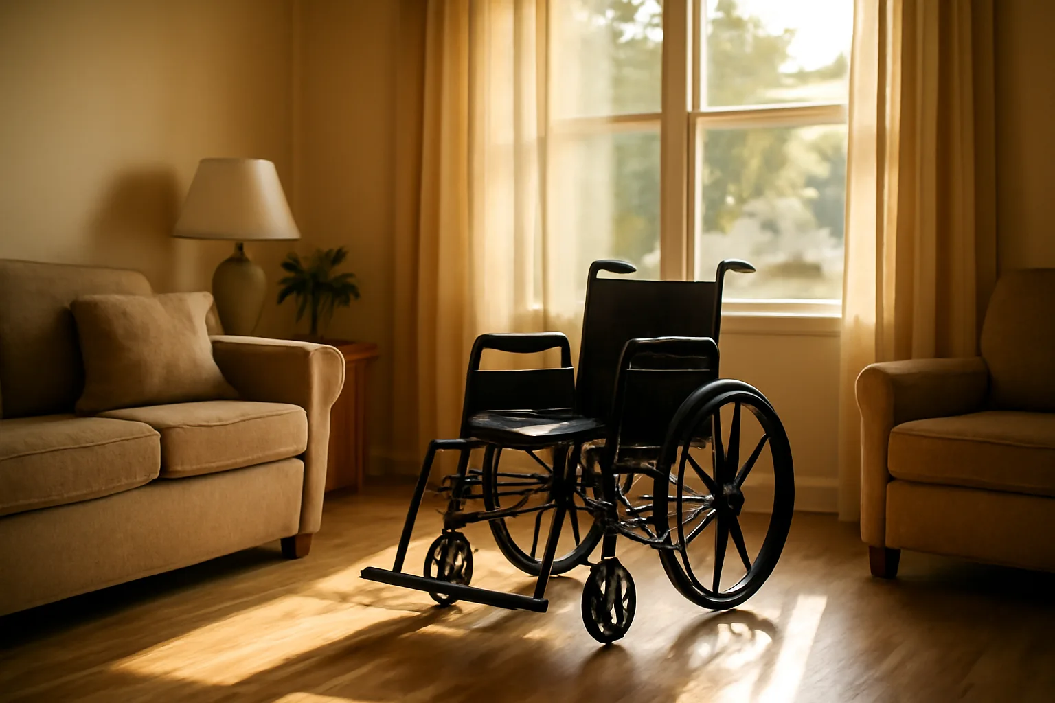 Sunlit living room in a California assisted living residential care home