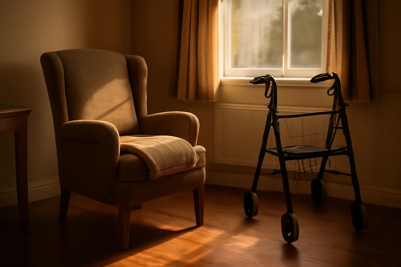 Sunlit living room in a small assisted living residential care home