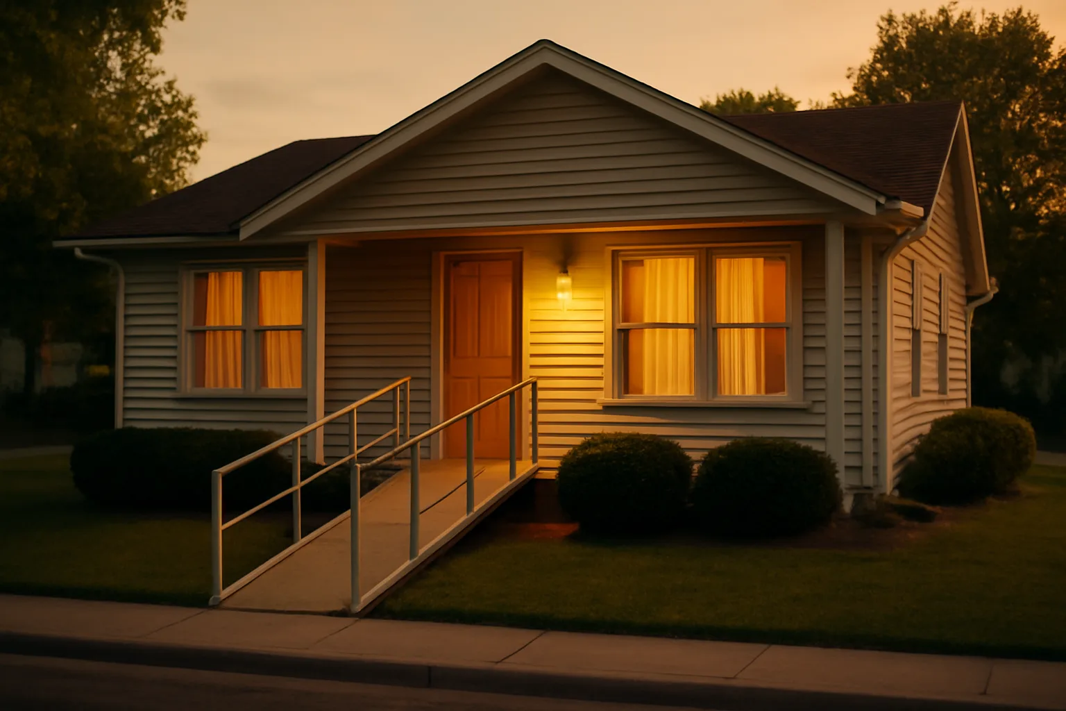 Residential house with wheelchair ramp representing a licensed group home provider's property