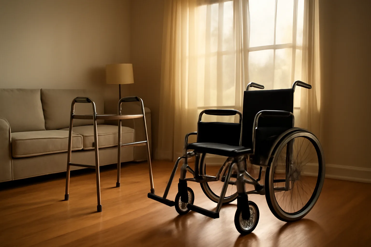 Sunlit living room in a residential home being prepared for group home licensing in California