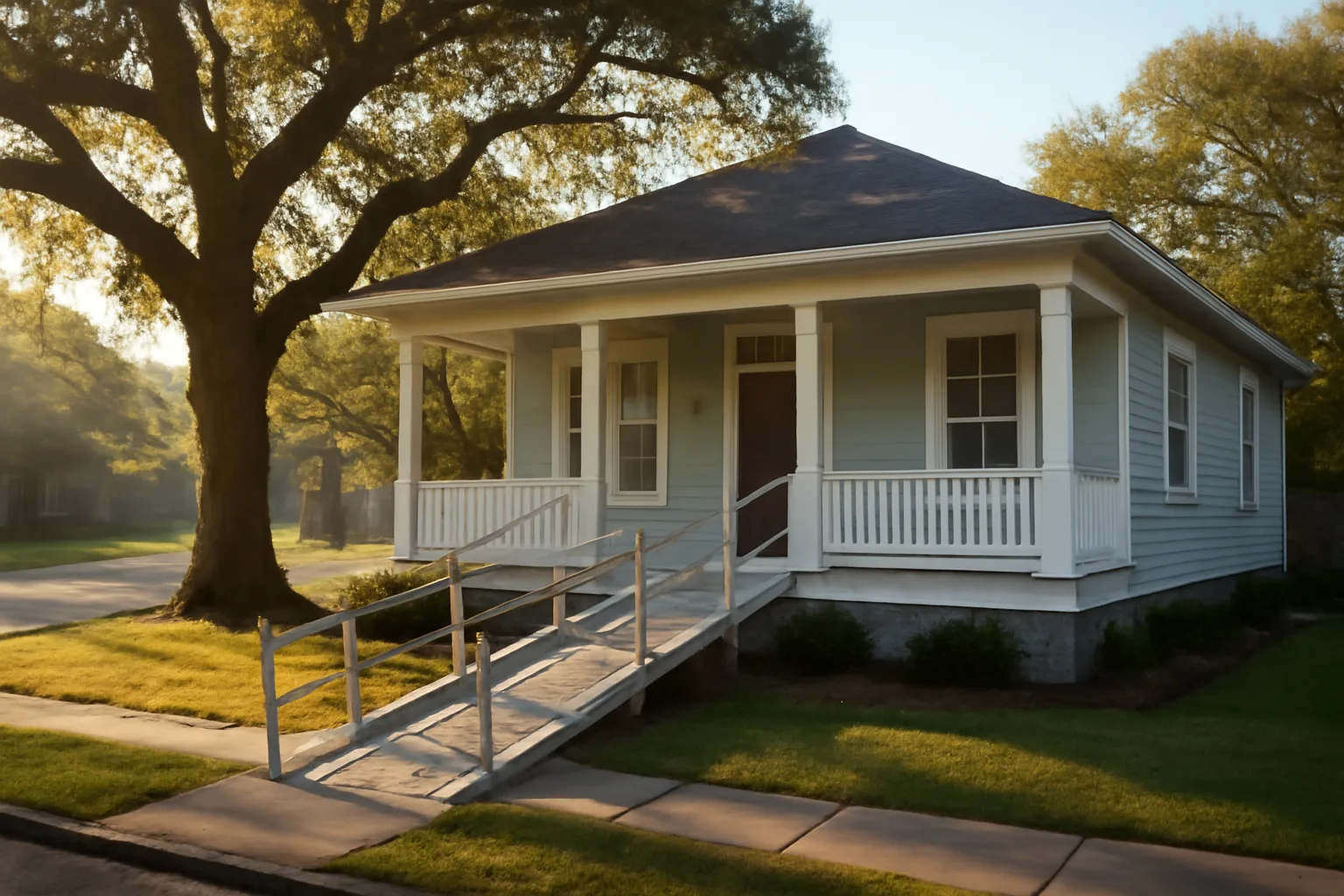 Renovated Louisiana house with ramp, representing how to start a group home in Louisiana