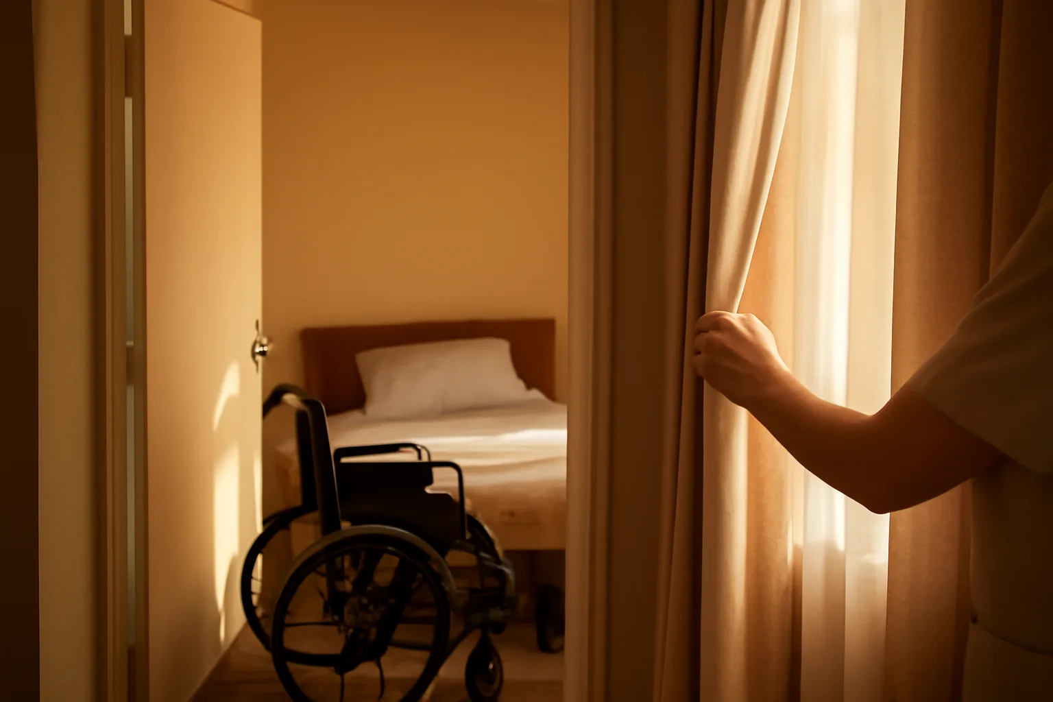 Sunlit hallway inside a small licensed assisted living residential care home