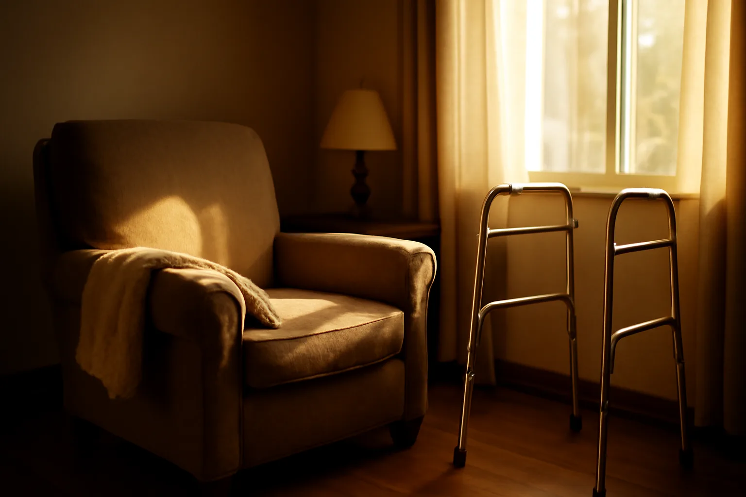 Sunlit living room in a small residential assisted living home in Albuquerque