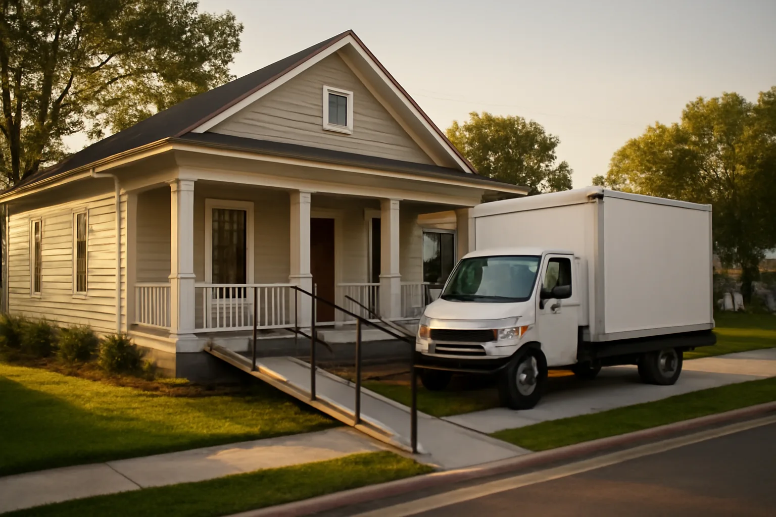 Renovated single-family home with wheelchair ramp being prepared for residential assisted living use