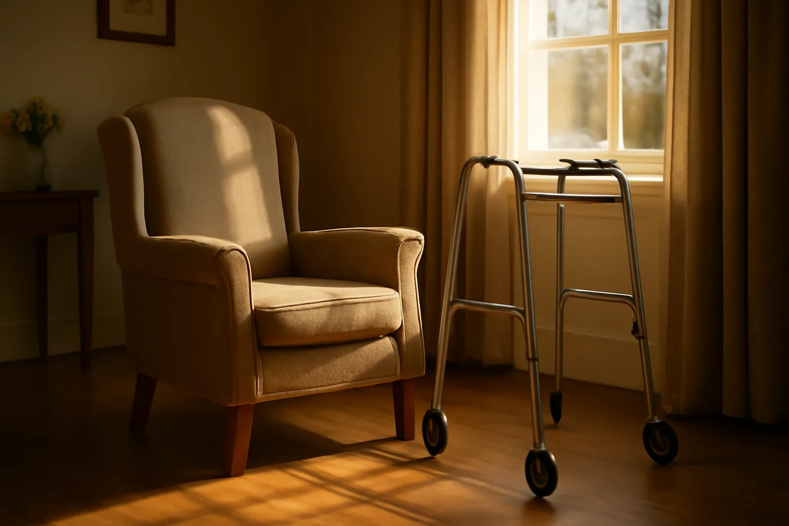 Sunlit living room in a licensed assisted living residential care home