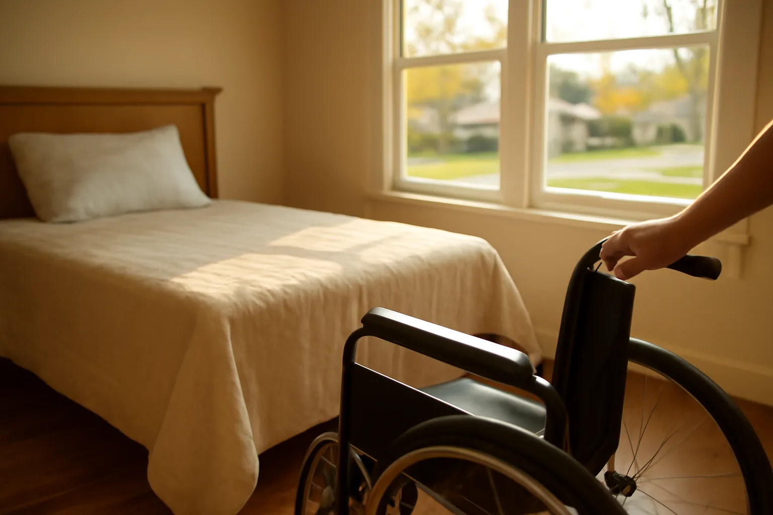 Caregiver assisting a resident in a converted Texas assisted living home