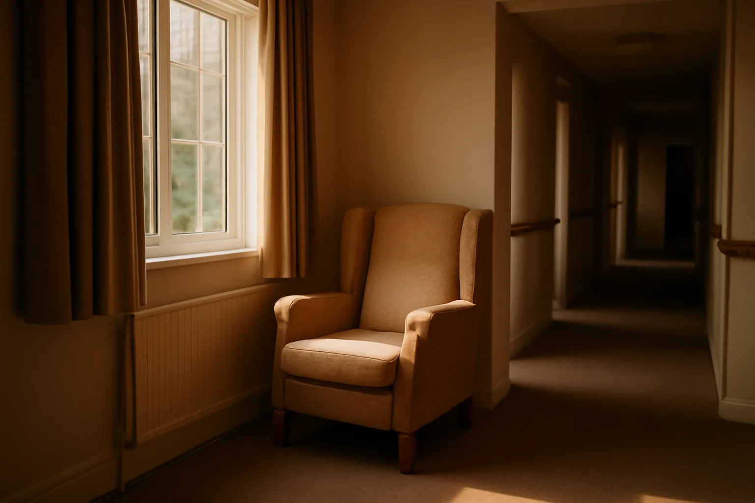 Sunlit living room hallway in a licensed Utah assisted living residence