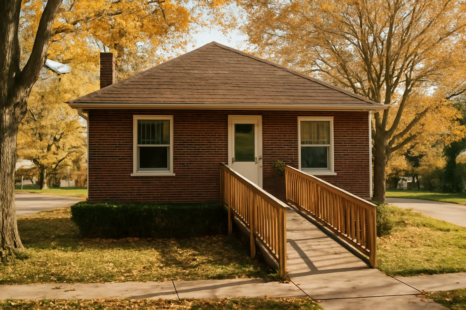 Converted residential house with wheelchair ramp representing Wisconsin group home licensing